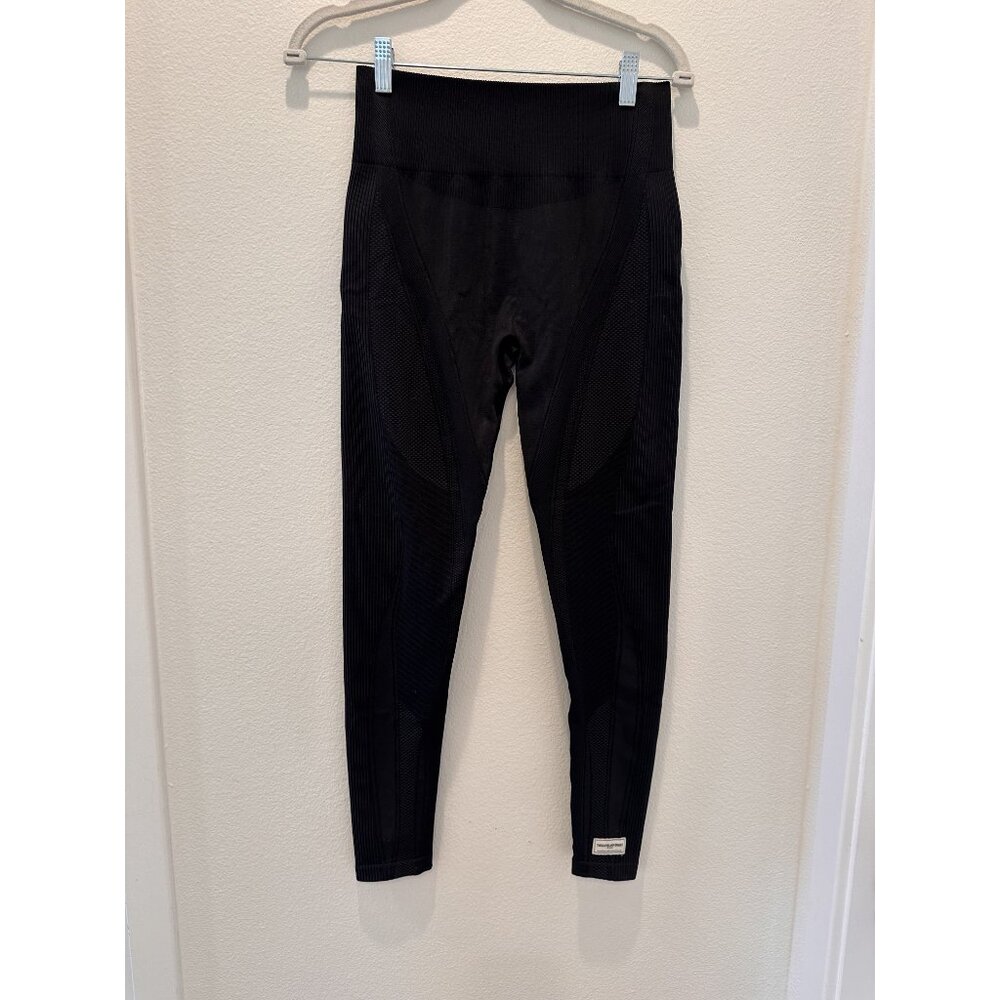 The Giving Movement Women's Black Stretch Solid Mid Rise Leggings Size Large